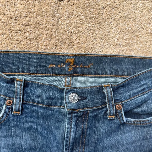 Vintage Y2K 7 For All Mankind Original 080 Low Rise Flare Jeans Med Wash Size 29 - Picture 5 of 12